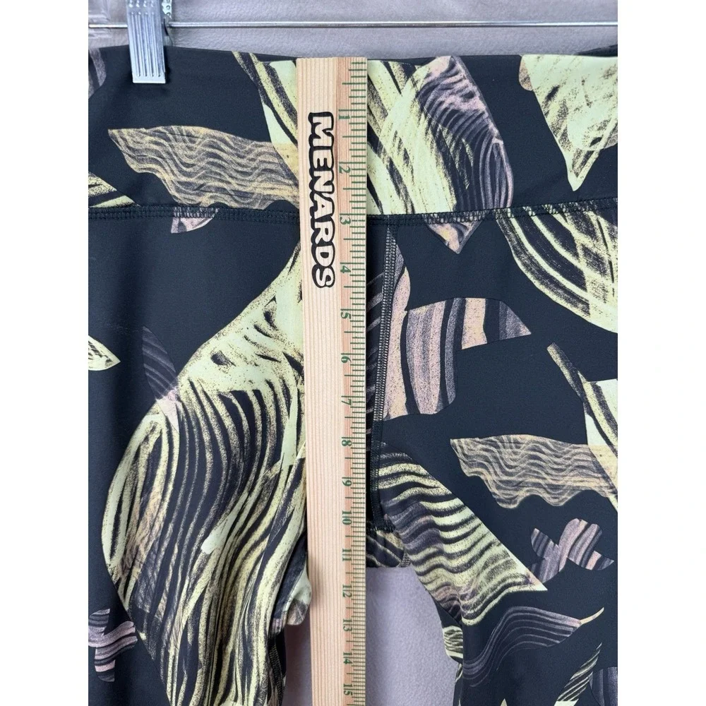 Nike‎ Yoga Dri-Fit Women's Black Yellow Medium Swirl Drawstring Ankle Legging